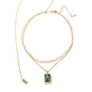 Tatiana Mer Bijou Necklace with green gemstone